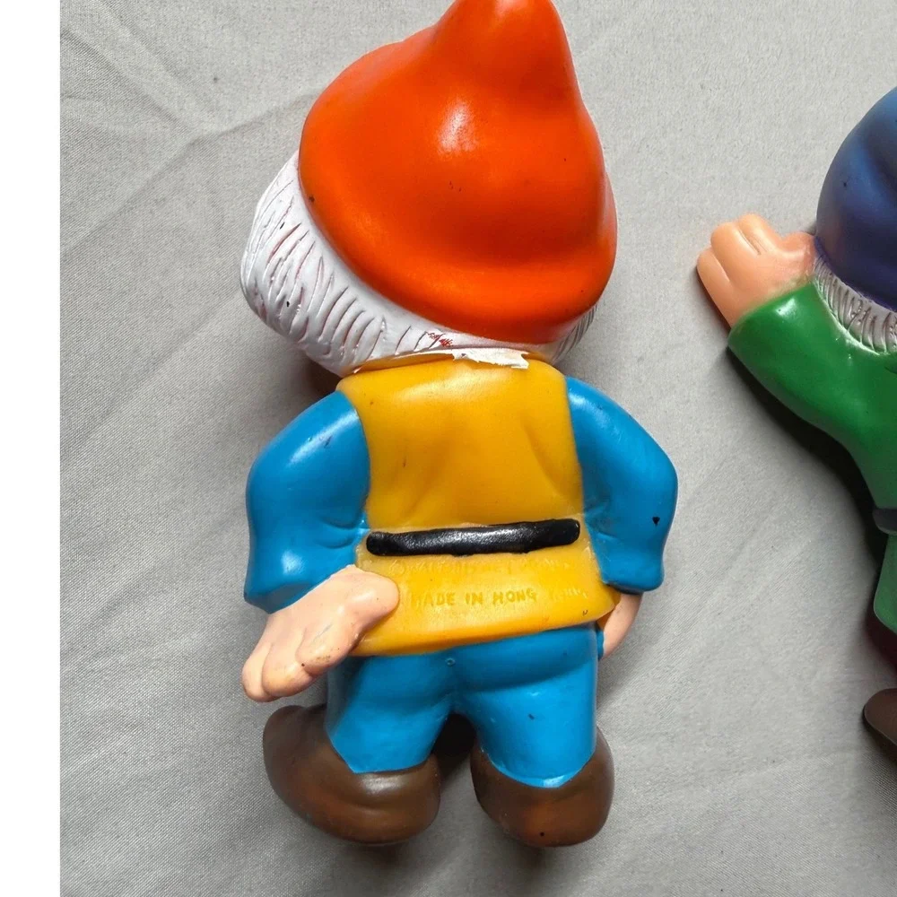 Disney Vintage 7 Dwarfs Rubber Squeak Toys Complete Set Hong Kong Snow White
